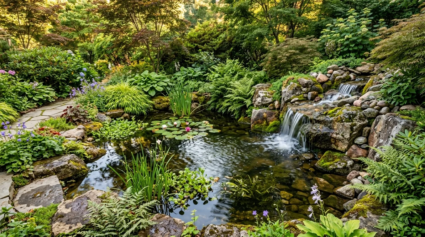 Pond With Layered Water Plants